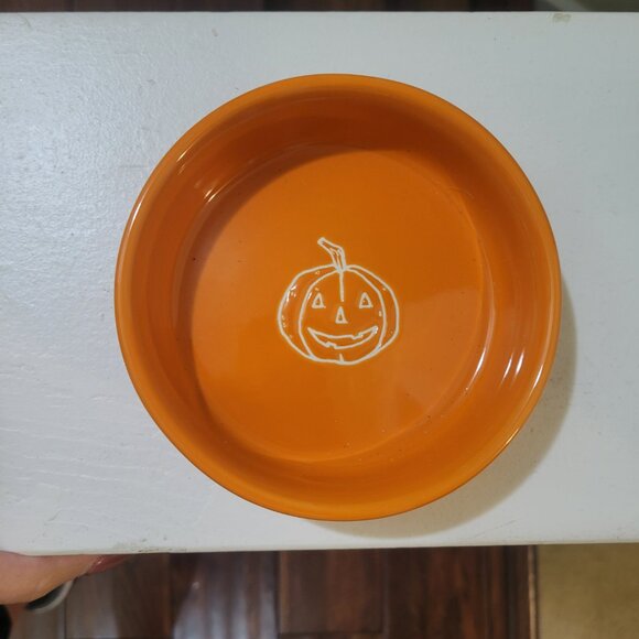 Rae Dunn Orange Halloween Small Dog or Cat Bowl - Picture 2 of 3